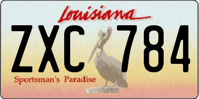 LA license plate ZXC784