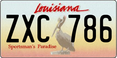 LA license plate ZXC786