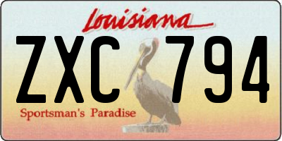 LA license plate ZXC794