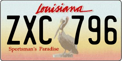 LA license plate ZXC796