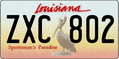 LA license plate ZXC802