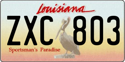 LA license plate ZXC803