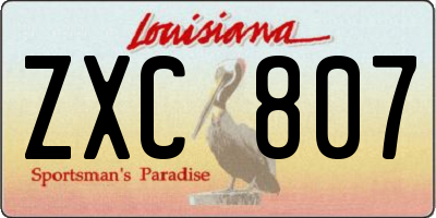 LA license plate ZXC807