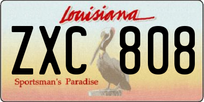 LA license plate ZXC808