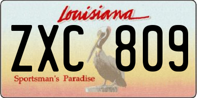 LA license plate ZXC809