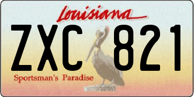 LA license plate ZXC821