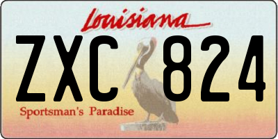 LA license plate ZXC824