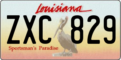 LA license plate ZXC829