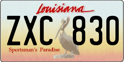 LA license plate ZXC830