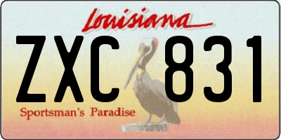 LA license plate ZXC831