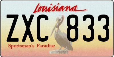 LA license plate ZXC833