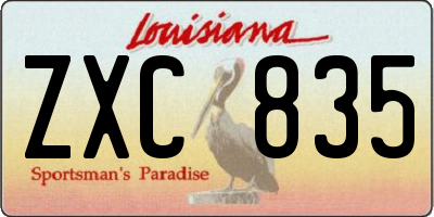 LA license plate ZXC835