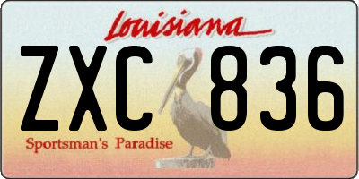 LA license plate ZXC836