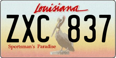 LA license plate ZXC837