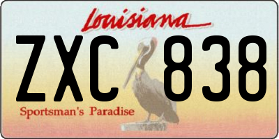 LA license plate ZXC838