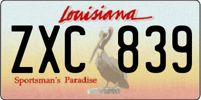 LA license plate ZXC839