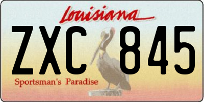 LA license plate ZXC845