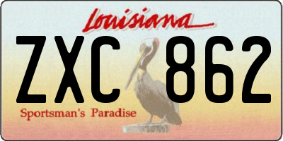 LA license plate ZXC862