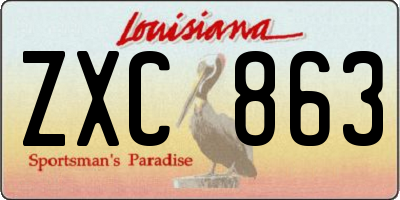 LA license plate ZXC863