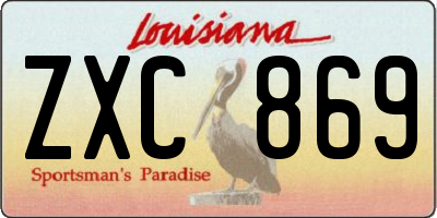 LA license plate ZXC869