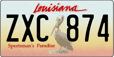 LA license plate ZXC874