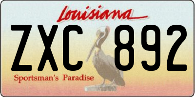 LA license plate ZXC892