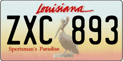 LA license plate ZXC893