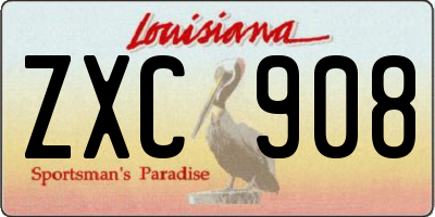 LA license plate ZXC908