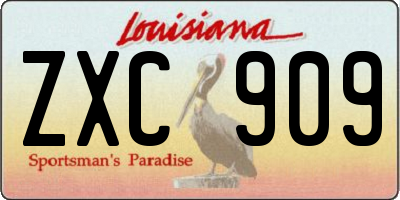 LA license plate ZXC909