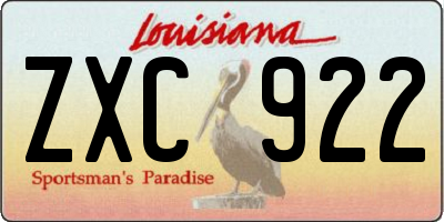 LA license plate ZXC922