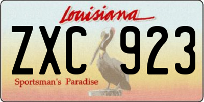 LA license plate ZXC923