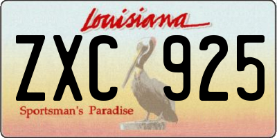 LA license plate ZXC925