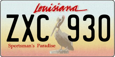 LA license plate ZXC930