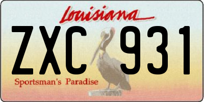 LA license plate ZXC931