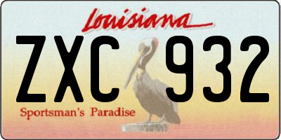 LA license plate ZXC932