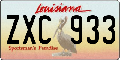 LA license plate ZXC933