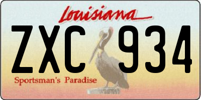 LA license plate ZXC934