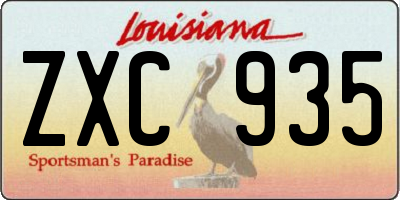 LA license plate ZXC935