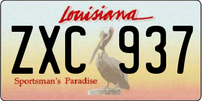 LA license plate ZXC937