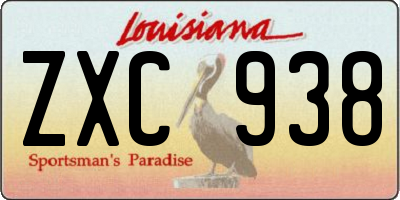 LA license plate ZXC938