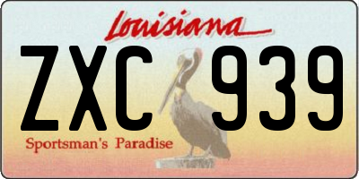 LA license plate ZXC939