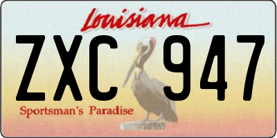 LA license plate ZXC947