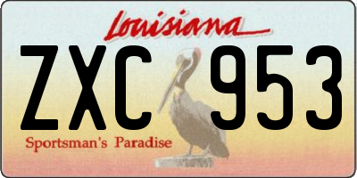 LA license plate ZXC953