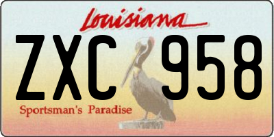 LA license plate ZXC958