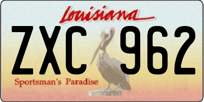 LA license plate ZXC962