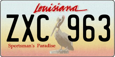 LA license plate ZXC963