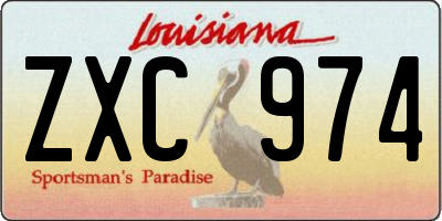 LA license plate ZXC974