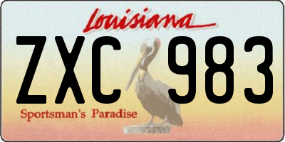 LA license plate ZXC983