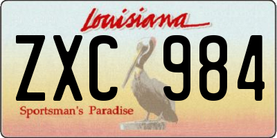 LA license plate ZXC984