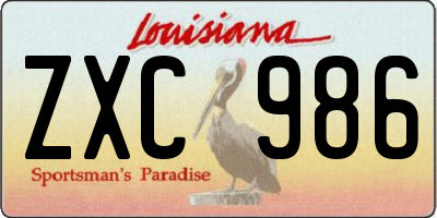 LA license plate ZXC986